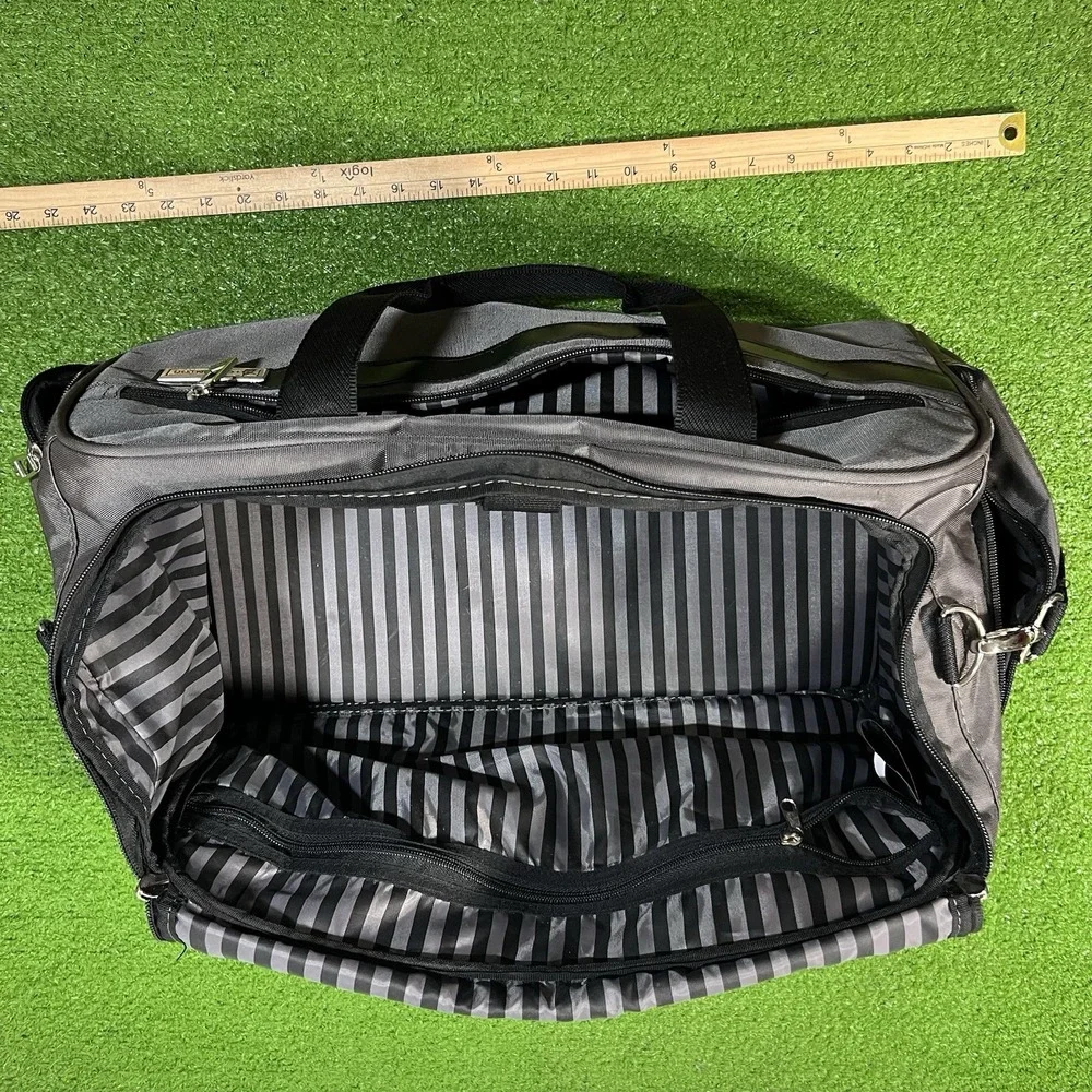 LONDON‎ FOG Duffel Bag Canvas Travel Carry-On Gym Tote Luggage Pinstripe